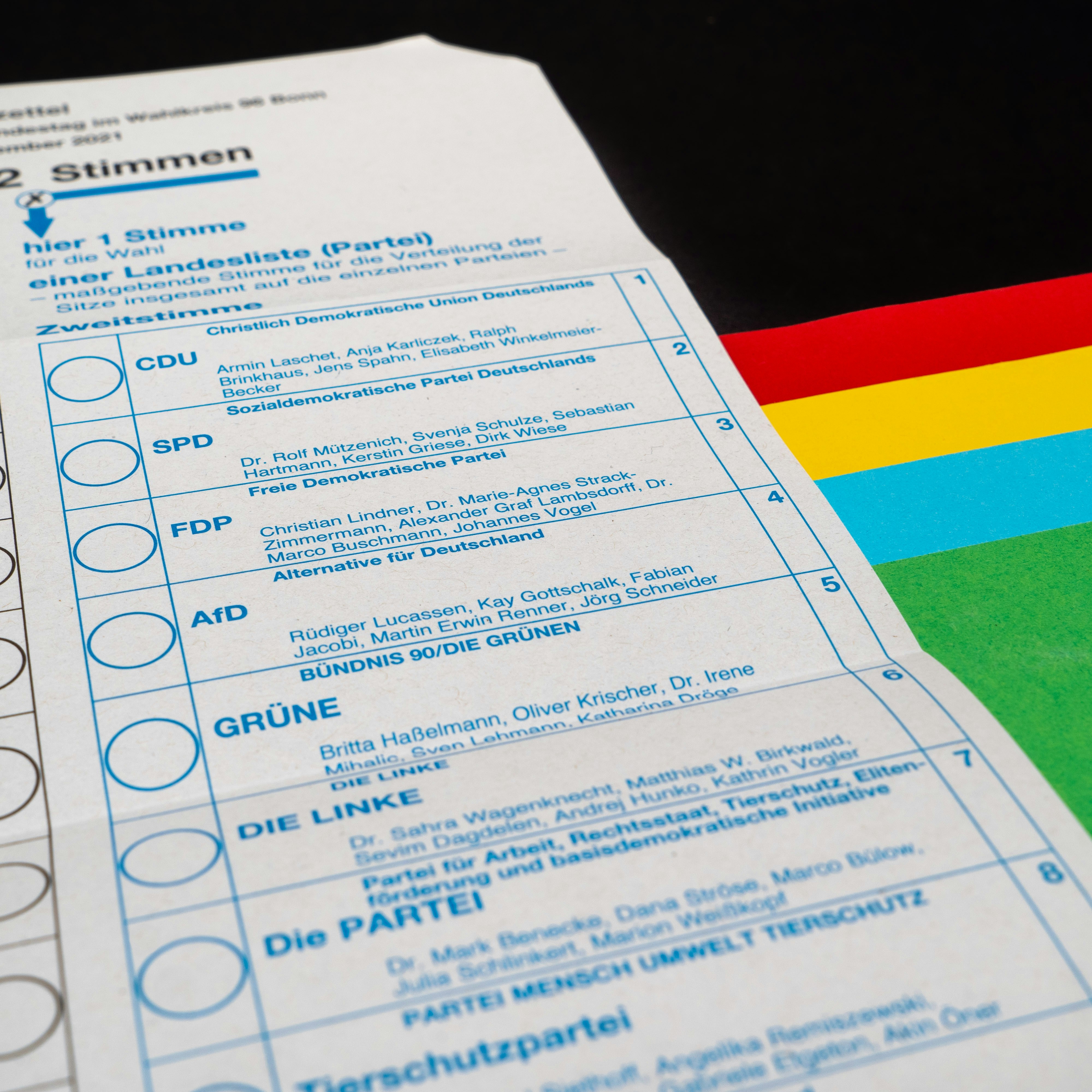 Bundestagswahl 2021, political parties in Germany: Zweitwahl.